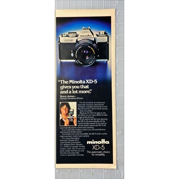 Minolta XD-5 Camera "Bruce Jenner Olympic Decathlon Winner Recommends" Ad 1979 - Picture 2 of 3